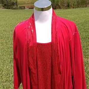 nightwear set Roamans size 2X red night gown and robe has sparkle